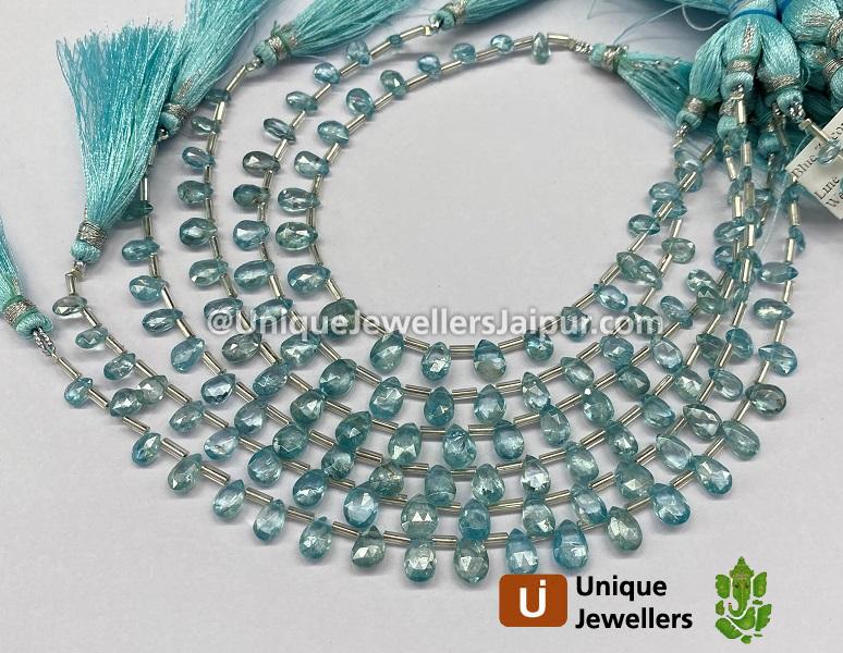 Blue Zircon Faceted Pear Beads